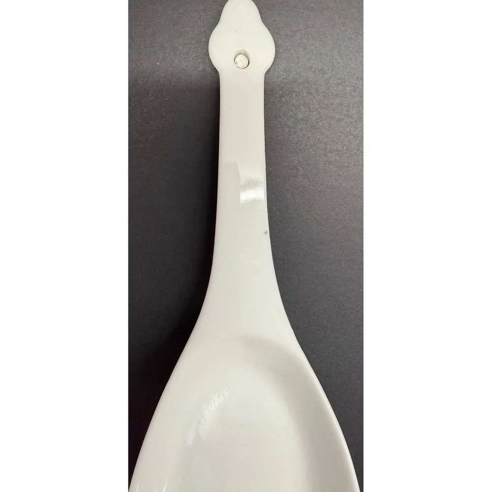 Vintage White Ceramic Chinese Soup Spoon Long Handle Asian Ramen Pho Wonton